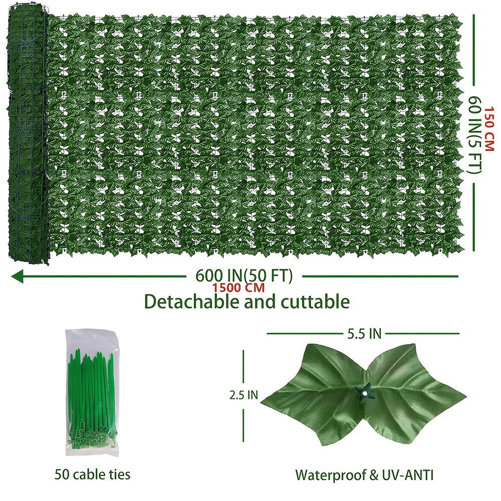Artificial Ivy Privacy Fence Screen – UV-Resistant Faux Ivy Hedge Panel for Outdoor Patio, Garden, Balcony & Fence Cover | Realistic Greenery Wall Decor | Multiple Sizes Available
