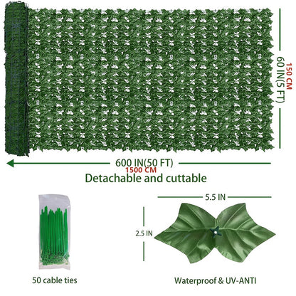 Artificial Ivy Privacy Fence Screen – UV-Resistant Faux Ivy Hedge Panel for Outdoor Patio, Garden, Balcony & Fence Cover | Realistic Greenery Wall Decor | Multiple Sizes Available