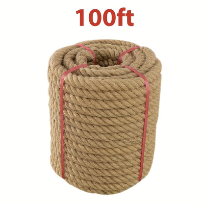 Manila Rope Natural Jute Twisted Hemp Rope – 3/4" 1" 1-1/4" 1.5" Thick Heavy Duty Outdoor Rope for Swing Bed Hammock Railing Crafts Tug of War Landscaping Gardening Bundling Home Decor