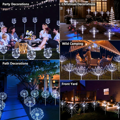 Solar Fireworks Lights Outdoor – 60 to 420 LED Solar Garden Fairy Lights with 8 Modes, Waterproof Copper Wire Sparkler Lights for Garden, Patio, Yard, Pathway & Holiday Decoration