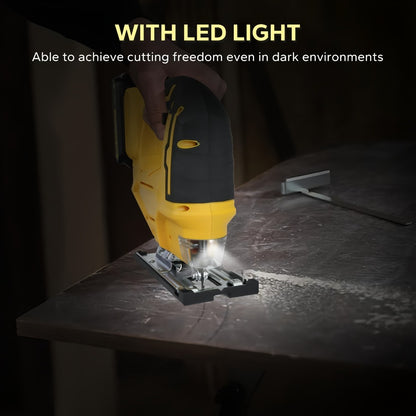 Cordless Jigsaw Compatible with DeWalt 20V Battery - Variable Speed 0-2700 RPM, 80mm Cutting Depth, LED Work Light, 0°-45° Bevel, 3 Orbital Settings for Wood Metal PVC Cutting
