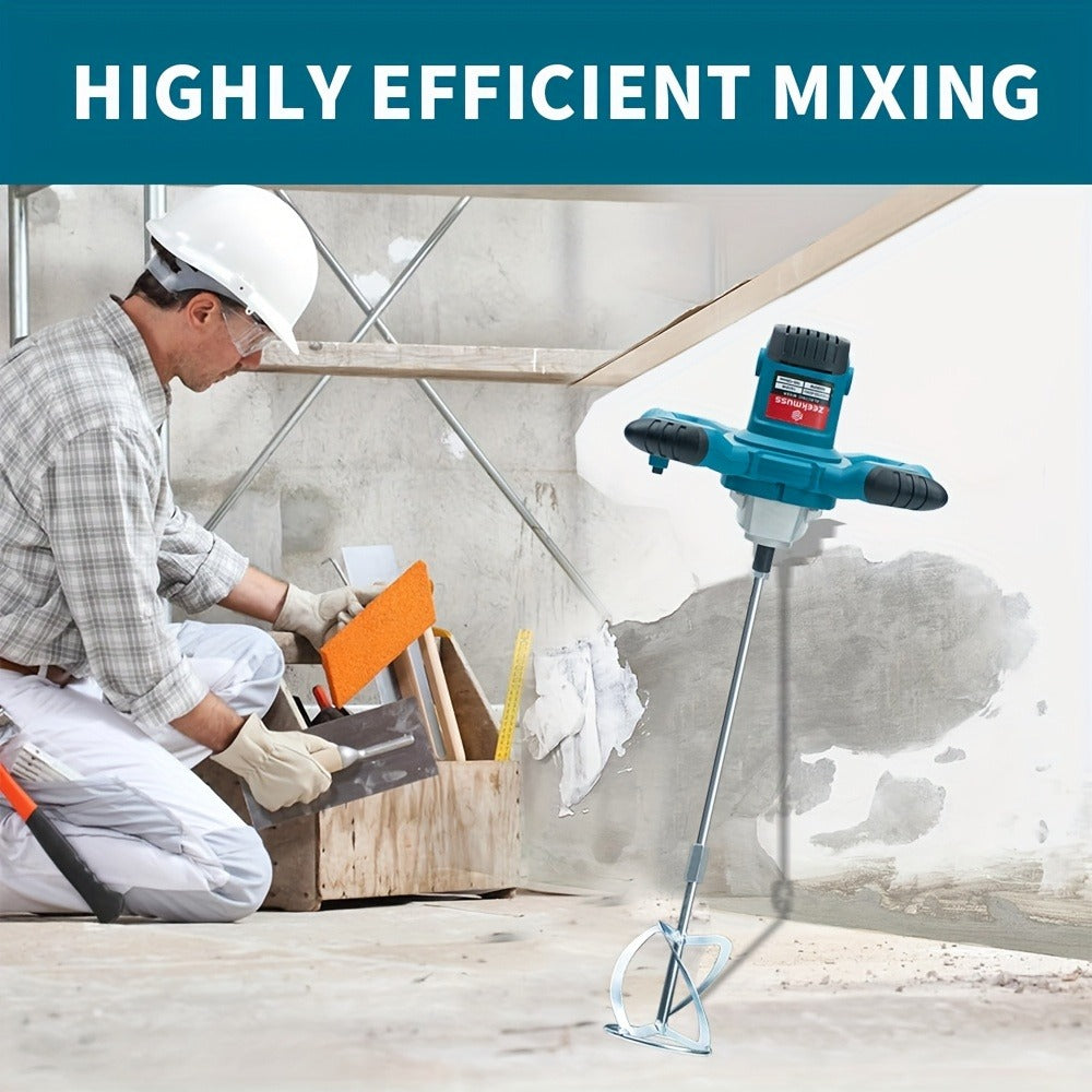 Electric Handheld Cement Mixer 2100W | 6-Speed Adjustable 800 RPM Mortar Mixer Drill for Mixing Paint, Cement, Mortar & Feed – Heavy Duty Paddle Mixer Power Tool