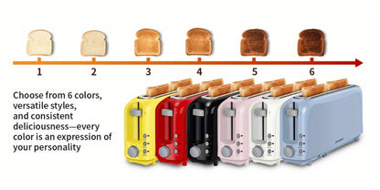 Slim Toaster 2-Slice – SEEDEEM 6-Setting Shade Control, Cancel, Reheat & Defrost, Removable Crumb Tray, 750W Compact Fits-Anywhere Design for Bread, Waffles & Bagels, 6 Colors Available