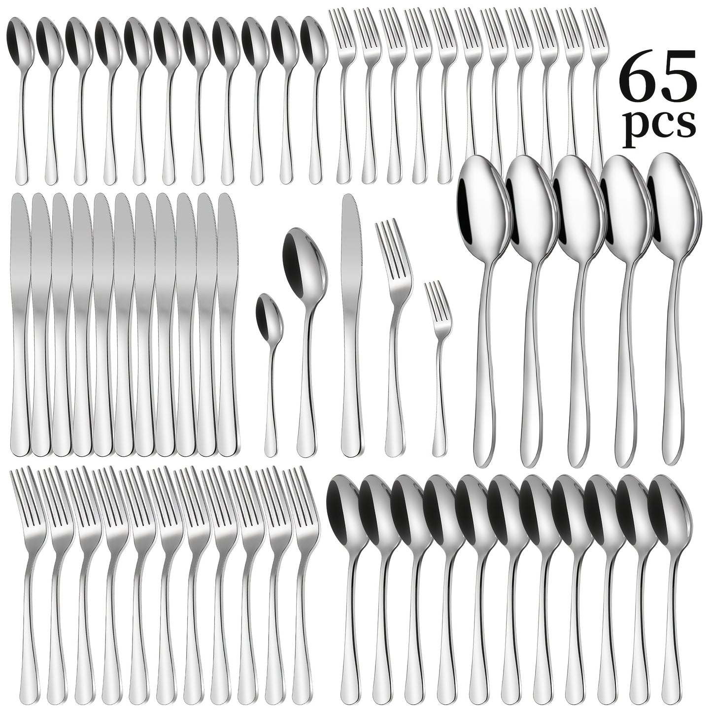84-Piece Golden Cutlery Set Service for 12 | Knife Fork Spoon Set for Family Gatherings Camping BBQ Kitchen Utensils
