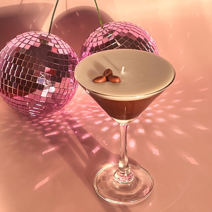 Coffee Martini Scented Candle – Soy Wax Espresso Cocktail Candle with Coffee Bean Embellishment & Glitter, 12+ Hour Burn, Unique Birthday Gift, Valentine's Day, Mother's Day & Teacher Appreciation Gift for Candle Lovers