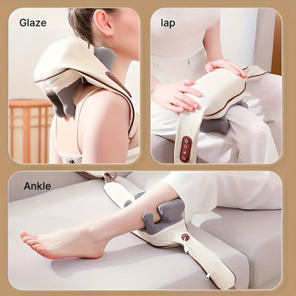 Neck Shoulder Massage Pillow 8D Deep Kneading Wireless Electric Back Massager Simulates Human Hands for Neck Shoulder Back Pain Relief Gift for Women Men
