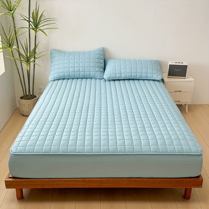 Quilted Waterproof Mattress Protector Soft Breathable Mattress Cover with Deep Pocket for Full Queen King - Solid Color Bedding Pad for Bedroom Guest Room Hotel Apartment School
