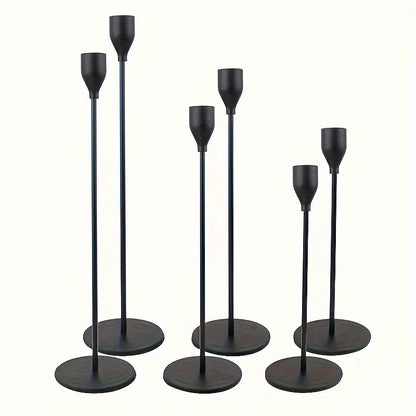 Taper Candlestick Holders Set of 6 - Decorative Metal Candle Holder Stand for Home Decor Wedding Dining Table Centerpiece Party Anniversary Event, Gold Rose Gold Black (Candles Not Included)