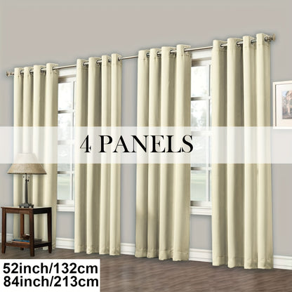 Blackout Curtains Grommet Top Room Darkening Window Drapes 4 Panels Set Living Room Bedroom