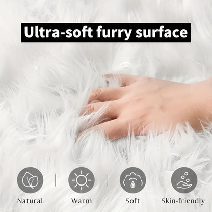 Soft Fluffy Wavy Area Rug Imitation Plush Carpet for Living Room Bedroom Modern Decorative Non-Slip Floor Mat Multi-Size Options