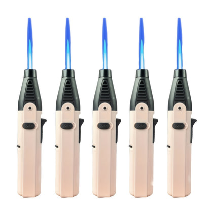 Windproof Torch Lighter 5 Pack Outdoor Butane Gas Lighter Set 1300 1800 Degree Blue Flame Safety Lock Gift Box Camping BBQ Candle Fireplace Butane Not Included