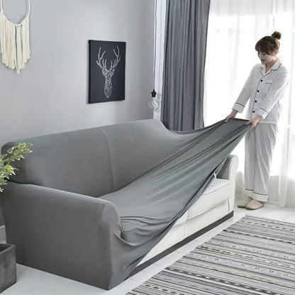 Elastic Anti-Slip Sofa Cover - Stretch Pet Friendly Couch Slipcover with Cat Paw Protection, Easy Care Fabric for Living Room Bedroom Office, 7 Colors 1-4 Seater