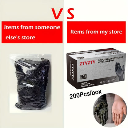 Black Nitrile Disposable Gloves 200 Pack S/M/L/XL, Latex-Free Chemical Resistant Industrial Grade Gloves for Cleaning Tattooing Painting Car Washing Dishwashing