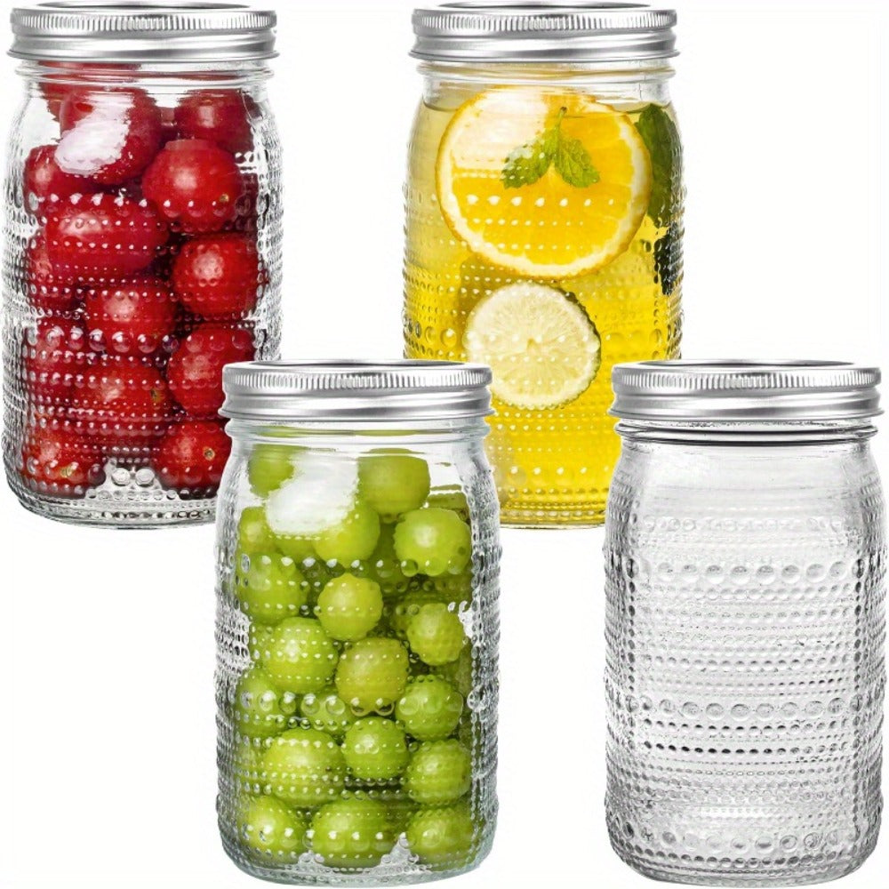 Mason Jars 32 oz Wide Mouth with Lids 4 Pack – Glass Canning Jars for Food Storage, Meal Prep, Pickling, Fermenting & Pantry Organization, Dishwasher Safe, Leak-Proof Split Seal Lid