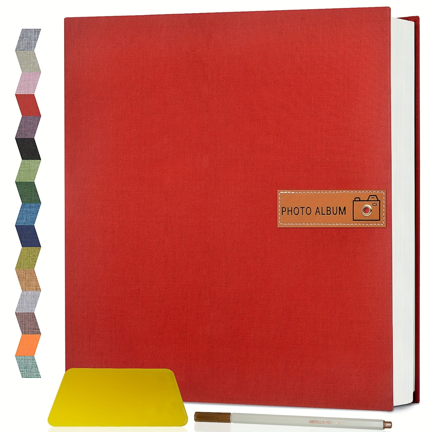 Self Adhesive Photo Album Scrapbook – Large Linen Cover Memory Book for 4x6 5x7 8x10 Photos, DIY Picture Book with Metal Pen, Gift for Mom, Baby, Wedding, Valentine's Day & Mother's Day, 40 & 60 Pages