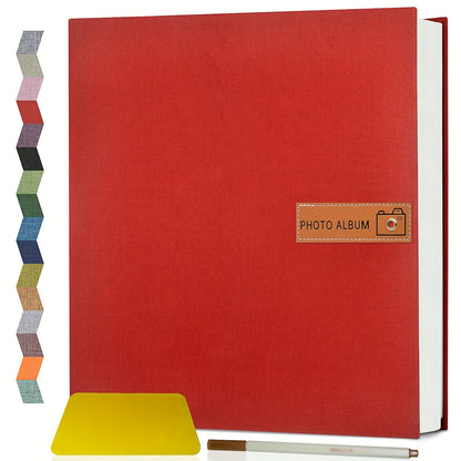Self Adhesive Photo Album Scrapbook – Large Linen Cover Memory Book for 4x6 5x7 8x10 Photos, DIY Picture Book with Metal Pen, Gift for Mom, Baby, Wedding, Valentine's Day & Mother's Day, 40 & 60 Pages
