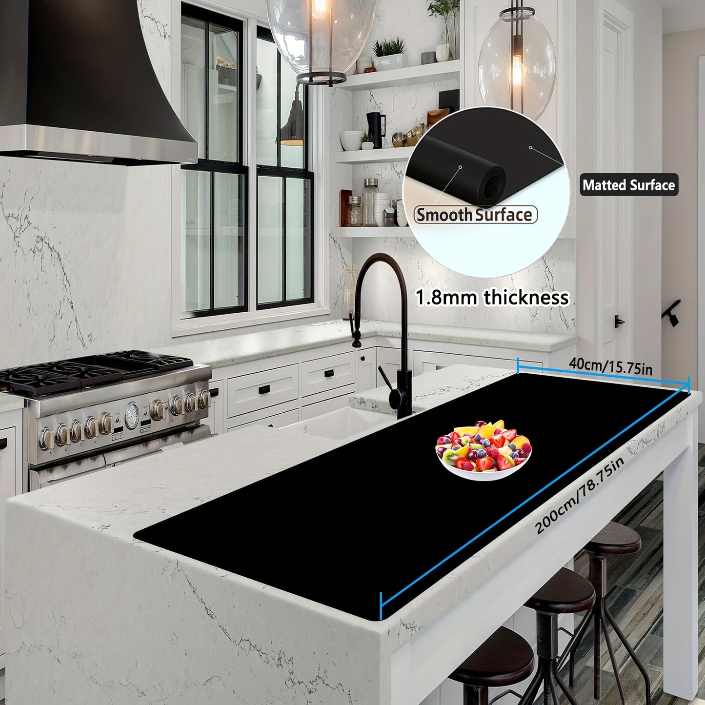 Extra Large Silicone Mat for Kitchen Counter – Nonslip Heat Resistant Countertop Protector, Nonstick Waterproof Craft Mat & Placemat, Multiple Sizes & Colors