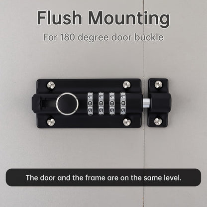 Combination Bolt Lock 4-Digit Heavy Duty Zinc Alloy Sliding Security Lock – Keyless Door Bolt with Screwdriver Set for Shed Gate Fence & Outdoor Doors, Black