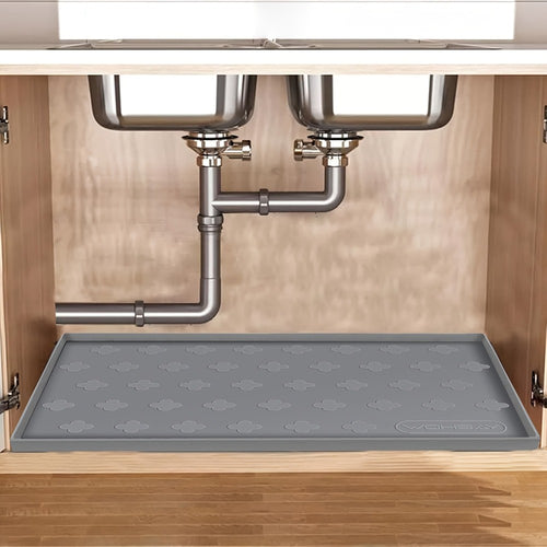 Silicone Under Sink Mat 34" x 22" Food Grade Waterproof Cabinet Liner, Honeycomb Pattern Drip Tray for Kitchen Bathroom Cabinet Organizer, Holds 2+ Gallons, Easy Clean Non-Toxic Boot Tray