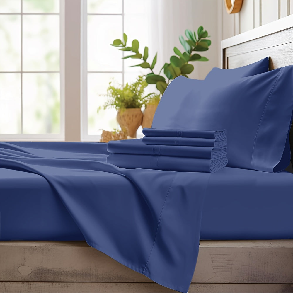 Bamboo Cooling Sheet Set 4pcs – Deep Pocket Fitted Sheet Flat Sheet Pillowcases for Hot Sleepers Twin Full Queen King