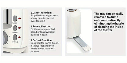 Slim Toaster 2-Slice – SEEDEEM 6-Setting Shade Control, Cancel, Reheat & Defrost, Removable Crumb Tray, 750W Compact Fits-Anywhere Design for Bread, Waffles & Bagels, 6 Colors Available