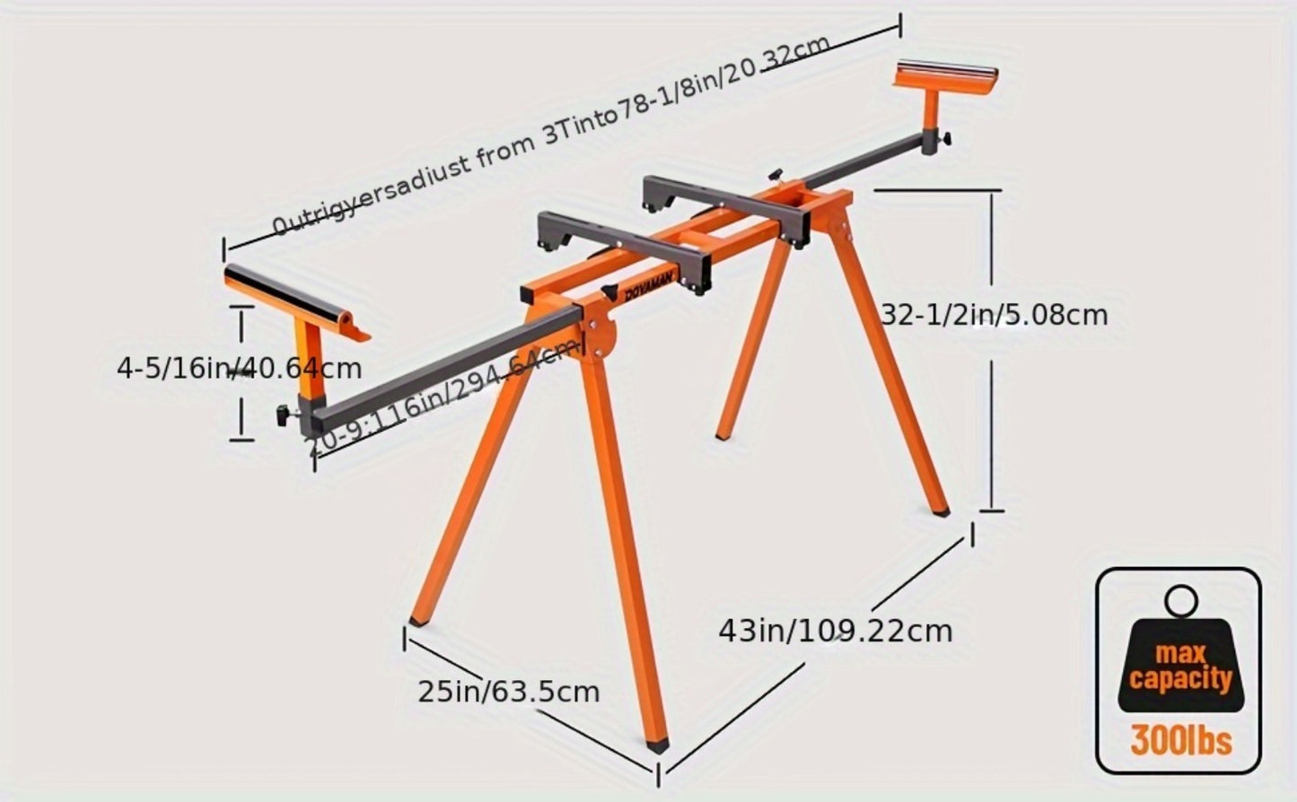 Miter Saw Stand with 78-1/8" Sliding Rail – 3-Step Quick Fold, 22LB Lightweight, 330LB Capacity, Universal Fit for DeWalt Makita Bosch & Most Miter Saw Brands