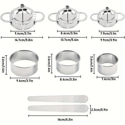 13PCS Dumpling Maker Set - Stainless Steel Ravioli Pierogi Cutter Tools with Wooden Handles