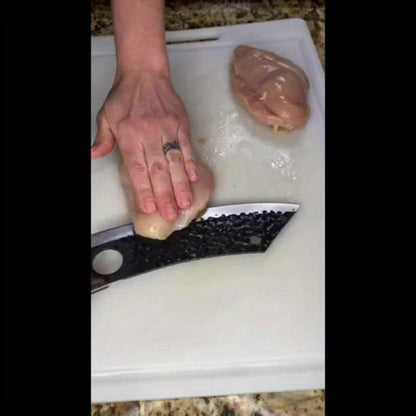 Butcher Knife 8 Inch Hand Forged High Carbon Steel Cleaver – Meat & Vegetable Chopping Knife with Finger Hole, Wooden Handle