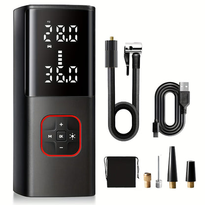Portable Tire Inflator Air Compressor - 160 PSI 20000mAh Cordless Tire Pump 4X Faster with LED Light for Car, Bicycle, Motorcycle & Ball