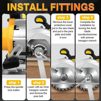 Brushless Circular Saw Kit 5-Inch 6900RPM with 4000mAh Battery Charger 4 Blades 45 Degree Bevel Cordless Wood Cutting Saw for Woodworking Garden DIY Projects