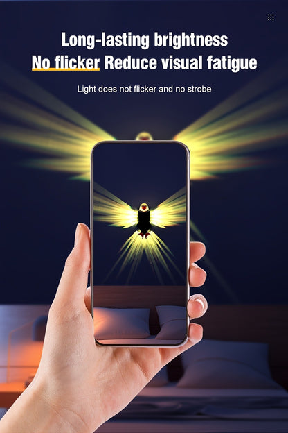 Eagle LED Wall Lamp – Colorful Ambient Night Light with Motion Sensor, Rechargeable Battery, Remote Control & Magnetic Wall Mount for Bedroom Living Room Corridor Hallway Decor (Black)
