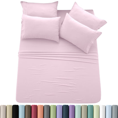 Brushed Microfiber Sheet Set 6pcs – Soft Fade-Resistant Bedding 20 Colors Twin Twin XL Full Queen King Cal King Fitted Flat Pillowcases