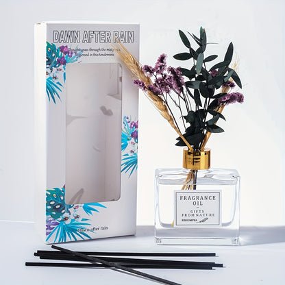 Reed Diffuser Set with Real Flowers - 4.05 oz 120ml Scented Home Fragrance Aromatherapy Diffuser Sticks for Bedroom Bathroom Living Room Office Gift