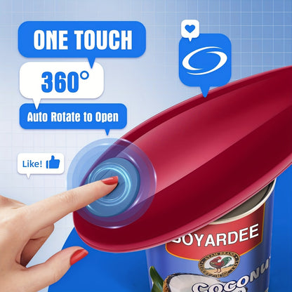 Electric Can Opener Cordless Battery Powered – Smooth Edge Safety, Auto Shut-Off, ABS Material, Easy One-Touch Operation for Elderly, Arthritis & Disabled Hands, Kitchen & Camping
