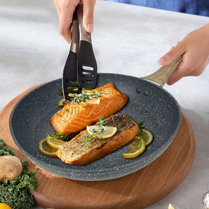 Non-Stick Frying Pan Set 3-Piece 7 9.5 11 Inch – Dishwasher Safe Skillet Set with Insulated Handle | Induction Compatible Home Kitchen Pans in Beige Grey & Black | Durable Even-Heating Cookware