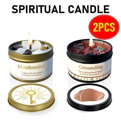 Manifestation Candles Scented Soy Wax with Crystal & Guidance Card for Meditation Yoga Focus | Law of Attraction Abundance Candle | Christmas Birthday Gift for Women