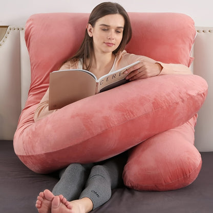 Pregnancy Pillow J-Shape 60 Inch Full Body Maternity Pillow with Velvet Cover – Back Leg Belly Support for Pregnant Women Side Sleeper Body Pillow Multiple Colors