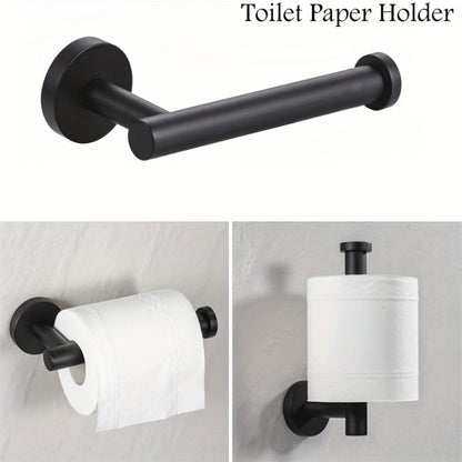 5-Piece Bathroom Hardware Set SUS304 Stainless Steel 24" Towel Bar Towel Ring Toilet Paper Holder Robe Hooks Black Silver Gold
