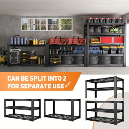 Heavy Duty Metal Garage Shelving Unit 72"H - Adjustable Steel Storage Shelf Rack for Garage, Basement & Warehouse