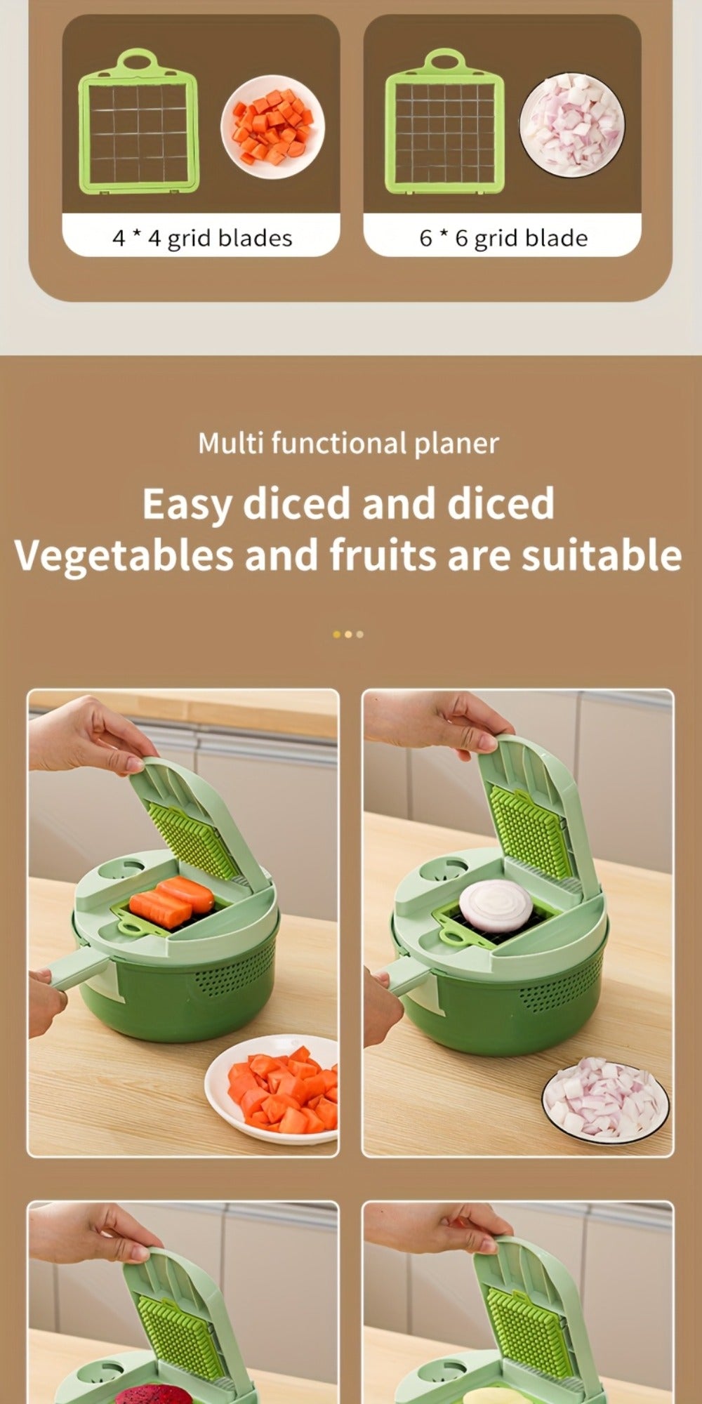 Vegetable Chopper 16-in-1 Manual Food Chopper Slicer Dicer Grater with Container – Professional Onion Potato Carrot Cutter Kitchen Tool