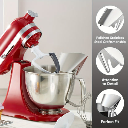 Stand Mixer Pouring Chute Stainless Steel – Dishwasher Safe Pouring Shield for KitchenAid Tilt-Head & Bowl-Lift Models, 1-Pack or 2-Pack Baking Accessory, Durable & Splash-Proof