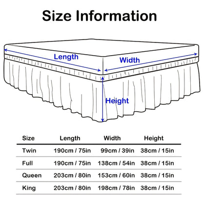 Bed Skirt Elastic Wrap Around Ruffle - 15 Inch Drop Microfiber Dust Ruffle, Adjustable No-Lift Fit, Fade Resistant Machine Washable, Hotel Quality Bedskirt for Twin Full Queen King, 30 Colors