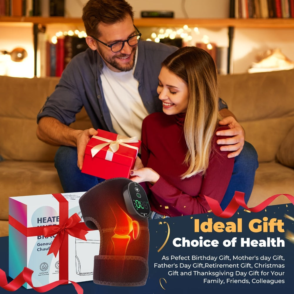 Heated Knee Massager with Heat and Vibration Massage – Wireless Portable Electric Knee Brace Wrap for Pain Relief, Arthritis, Joint Stiffness – 3-in-1 Shoulder Elbow Knee Heating Pad, Gift for Elderly
