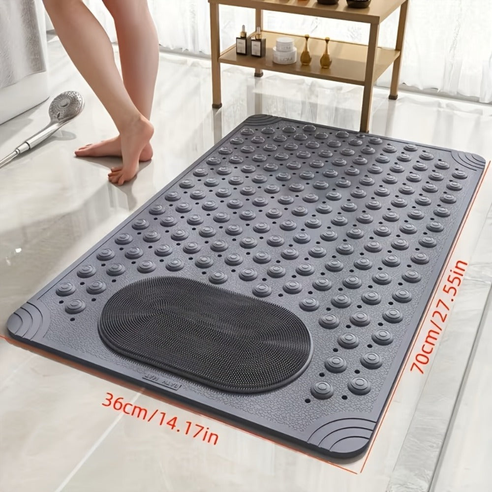 Non-Slip Bath Mat with Massage Buttons - PVC Shower Mat with Polka Dot Pattern, 0.35" Thick Rectangular Bathroom Safety Mat | Anti-Slip Bathtub Mat for Shower, Tub & Bathroom Floor | Multiple Colors