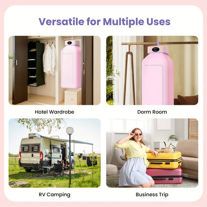 Portable Clothes Dryer with LED UV Light Foldable Compact Quiet Fast Drying Machine with Timer Easy Setup for Apartments Travel RV Small Spaces Pink Khaki Purple