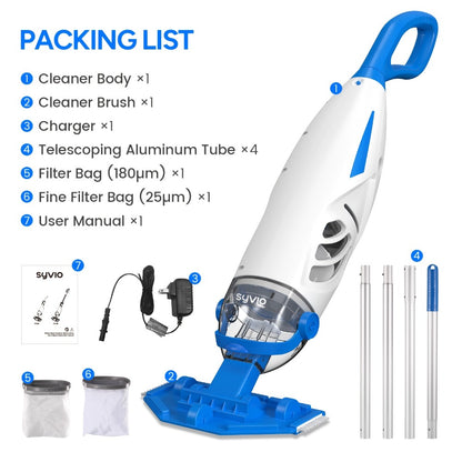 Cordless Pool Vacuum Cleaner 15.8 GPM Suction, 60-Min Runtime, Telescopic Pole, Handheld Rechargeable Pool Cleaner for Inground & Above Ground Pools, Removes Leaves Insects Debris, Summer Essential