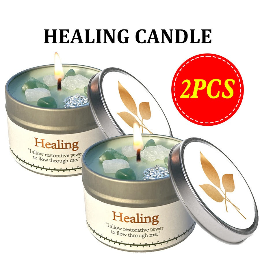 Manifestation Candles Scented Soy Wax with Golden Crystal – Law of Attraction Abundance Candle for Meditation, Yoga & Focus | Spiritual Gift for Women with Guidance Card | Christmas, Birthday, New Year