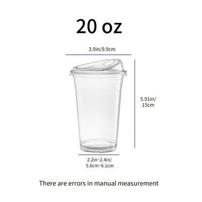 Disposable Clear PET Cups with Lids 50 Sets – Transparent Plastic Cups for Coffee Smoothies Cold Drinks Parties Picnics Travel, 16oz & 20oz