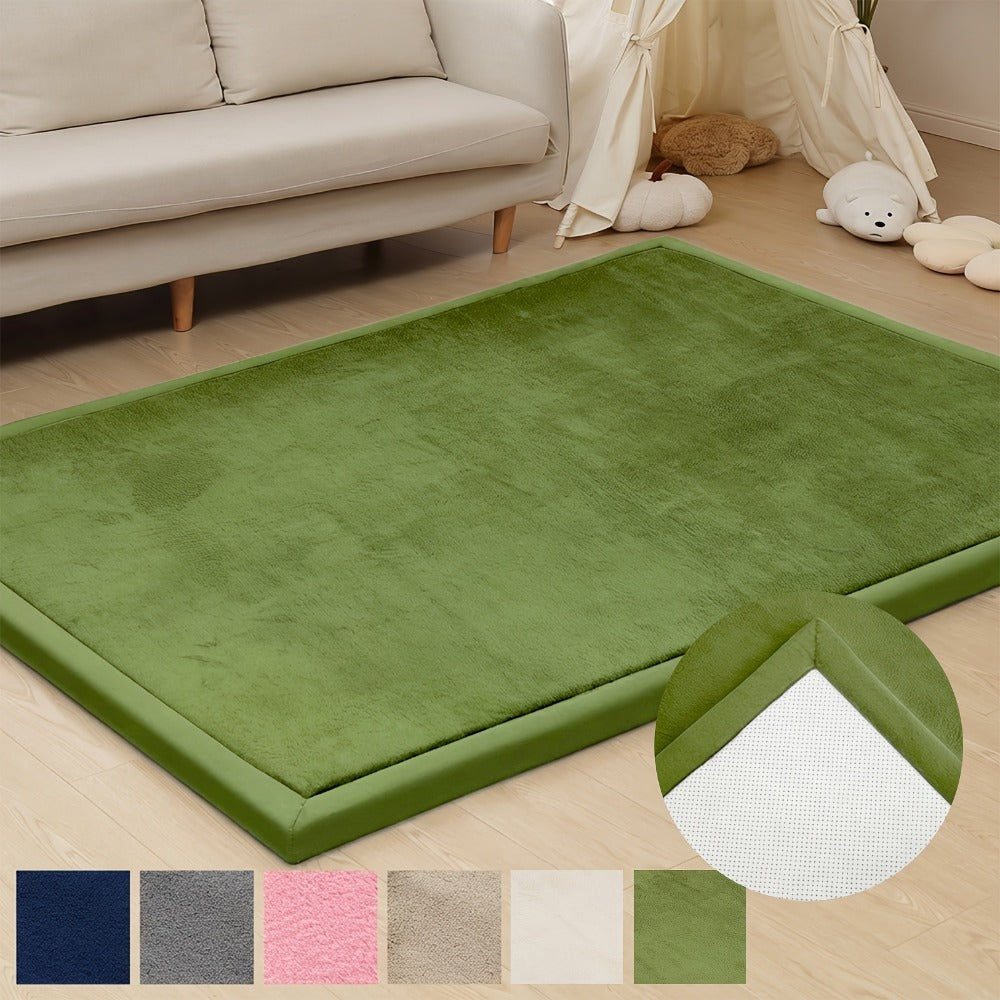 Memory Foam Area Rug Tatami Mat Non-Slip Coral Velvet Floor Mat for Living Room Bedroom Kids Playroom Yoga — Multiple Sizes & Colors