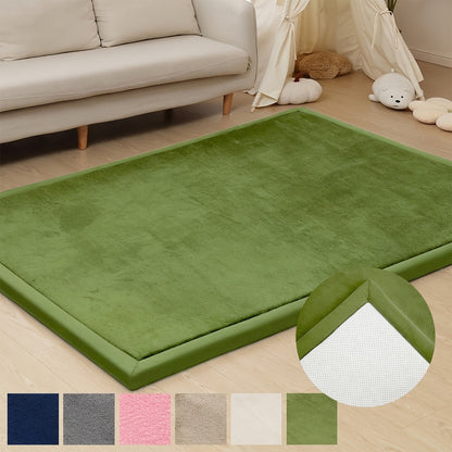 Memory Foam Area Rug Tatami Mat Non-Slip Coral Velvet Floor Mat for Living Room Bedroom Kids Playroom Yoga — Multiple Sizes & Colors